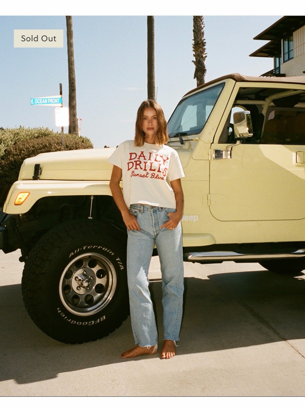 Daily Drills "Sunset Blvd" Boxy Cream Tee with Red Logo XS/S - Picture 5 of 7